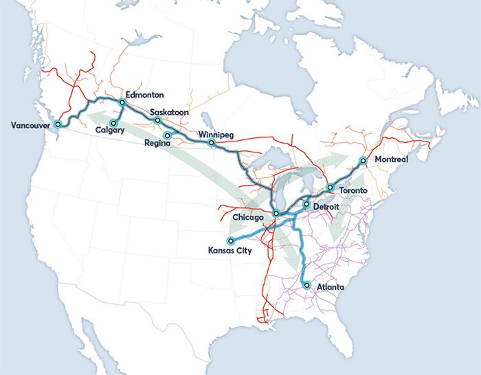 Canadian National Norfolk Southern map